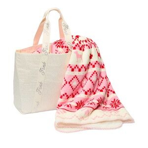 VICTORIA’S SECRET COZY PLUSH BLANKET AND BLING TOTE BAG SET